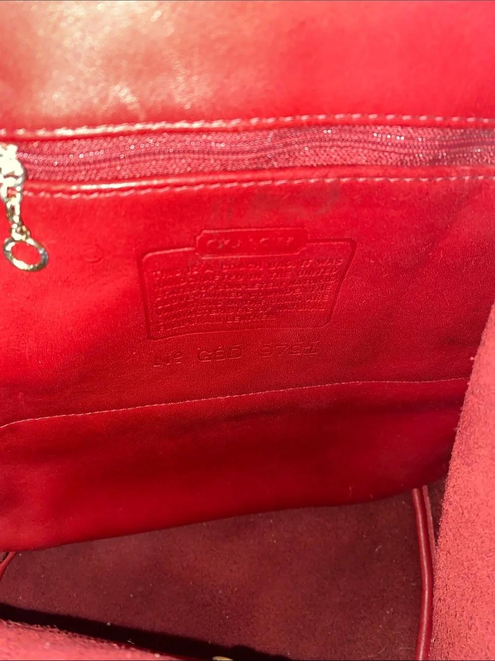 Coach 9791 Red Leather Daypack Backpack with Gold-Tone Turn Lock